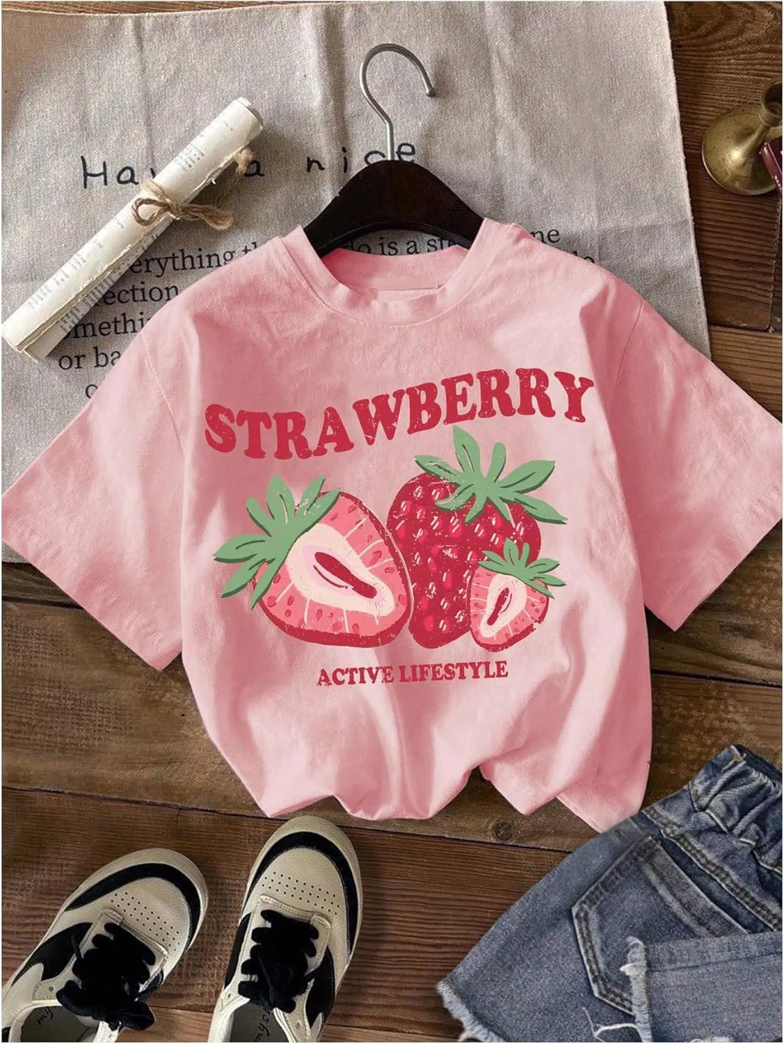 Girl's Bow Cherry Graphic Tees Short Sleeve Crewneck Cute T Shirts Tops for Teens Summer Tops