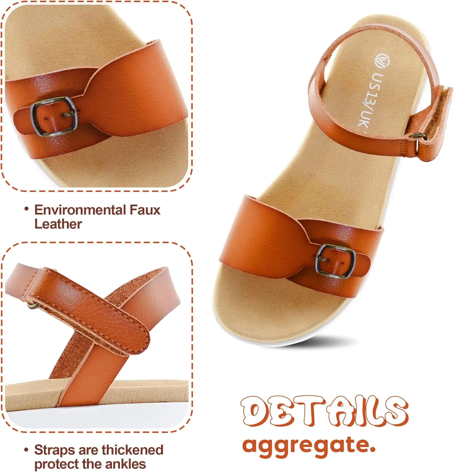 Girls Sandals Kids Strap Flat Sandals Open Toe Summer Casual Shoes Dress Sandals for Girls