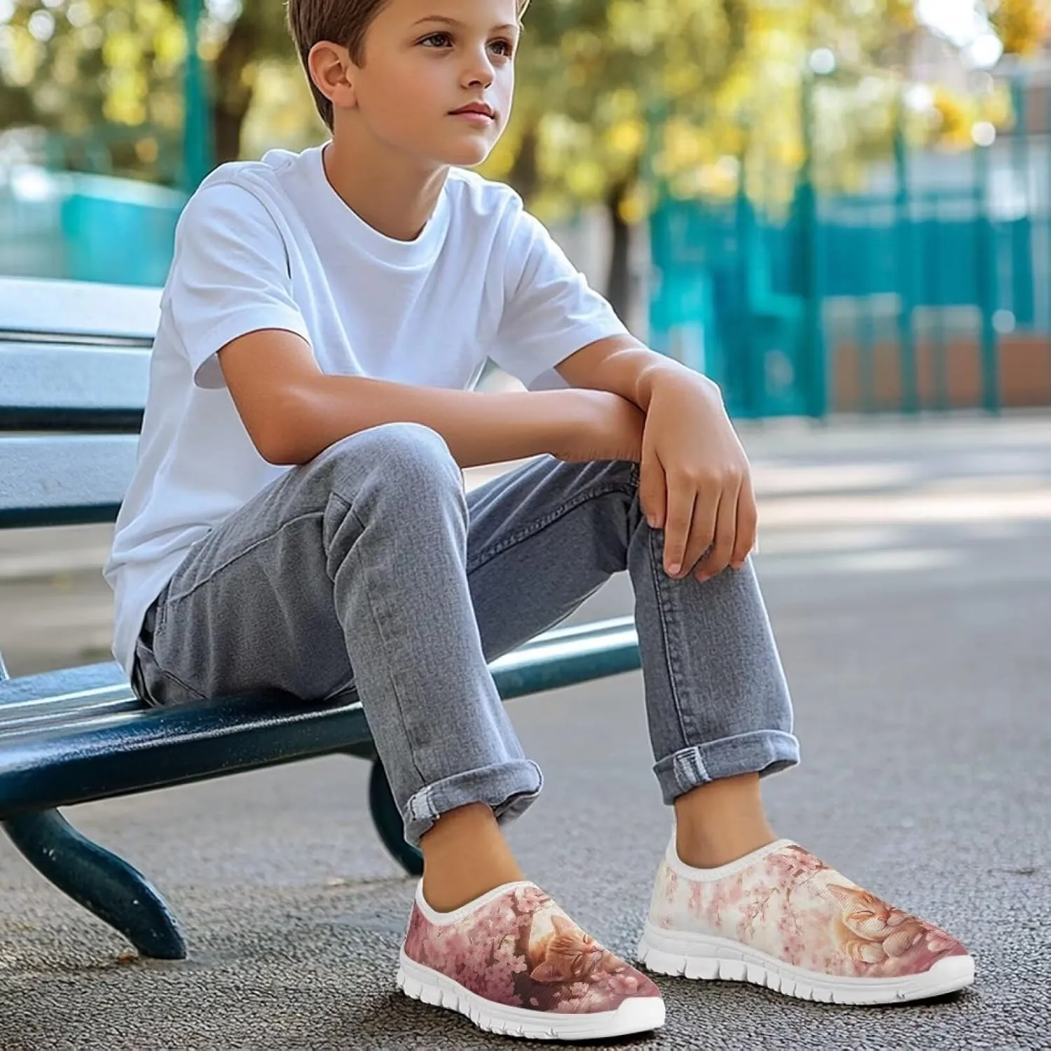 Girls Tennis Shoes Little Kids Slip On Sneakers School Running Shoes