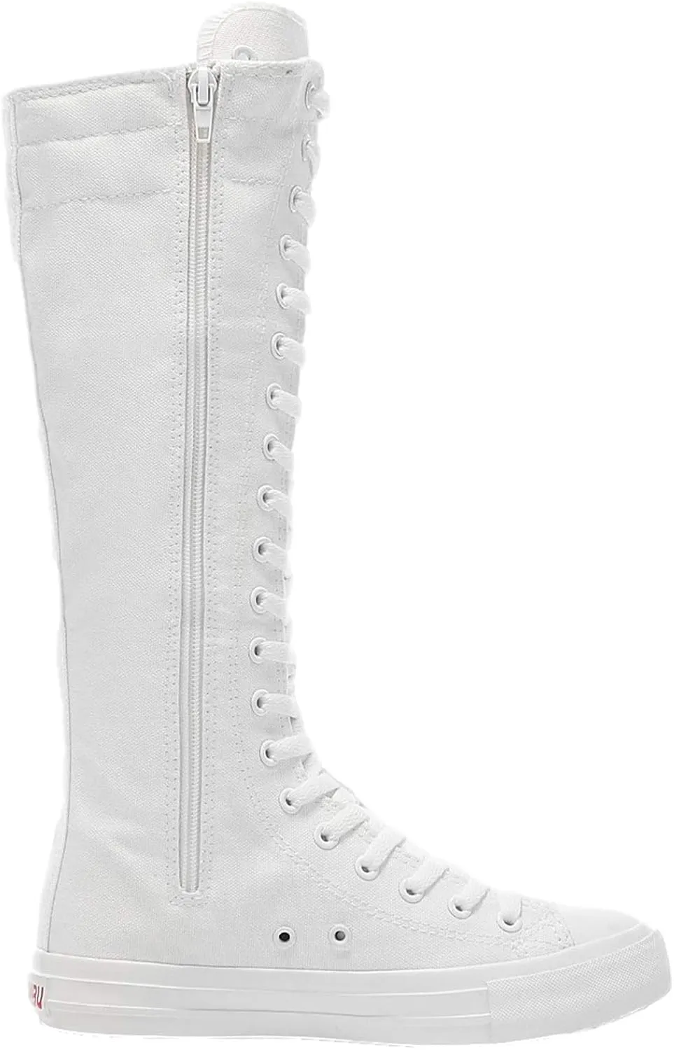 Girl's Women's Knee High Canvas Boots Lace-up Zip Flat Sports Shoes