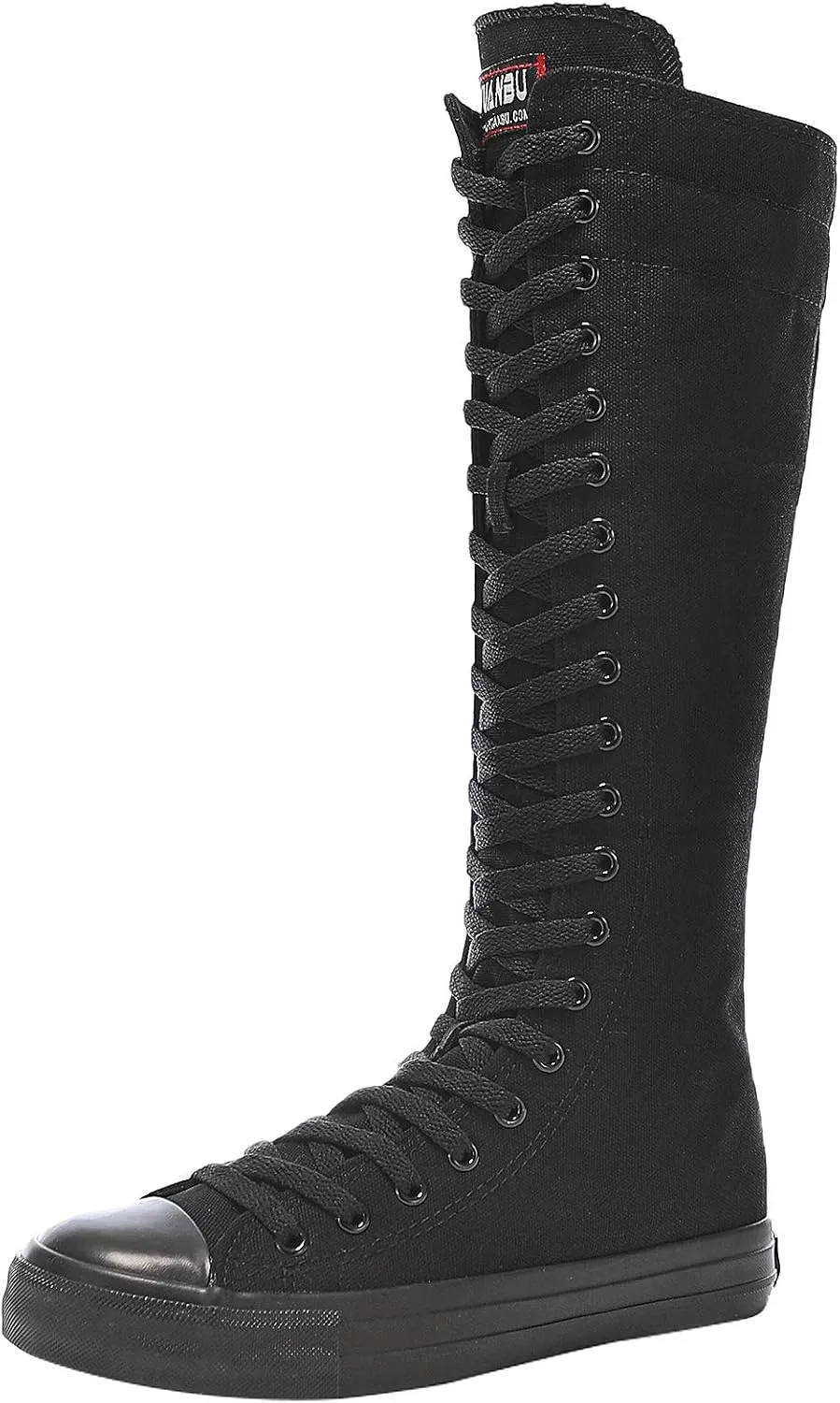 Girl's Women's Knee High Canvas Boots Lace-up Zip Flat Sports Shoes