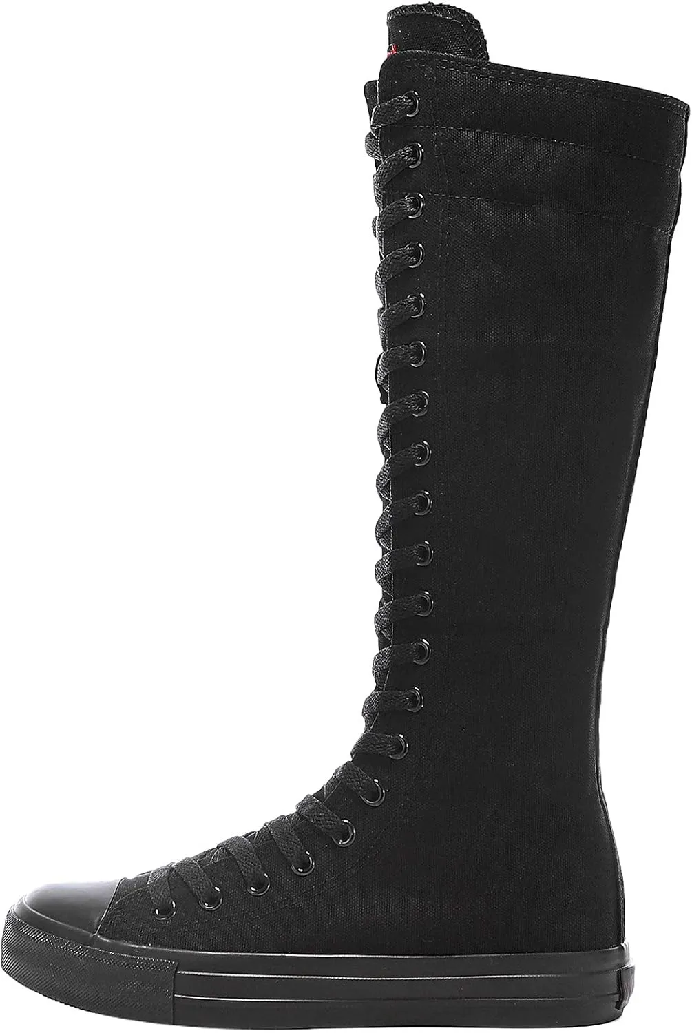 Girl's Women's Knee High Canvas Boots Lace-up Zip Flat Sports Shoes