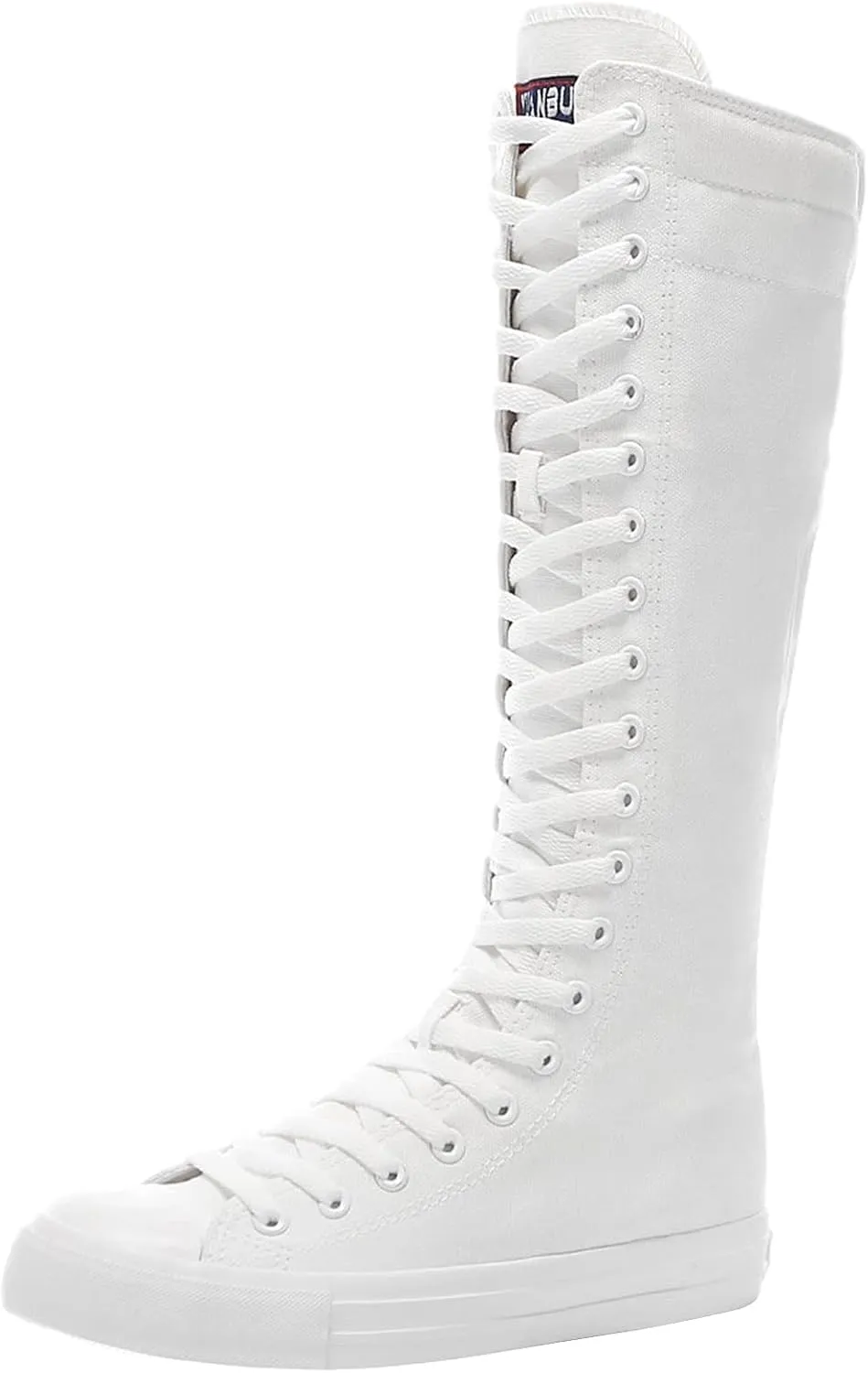 Girl's Women's Knee High Canvas Boots Lace-up Zip Flat Sports Shoes