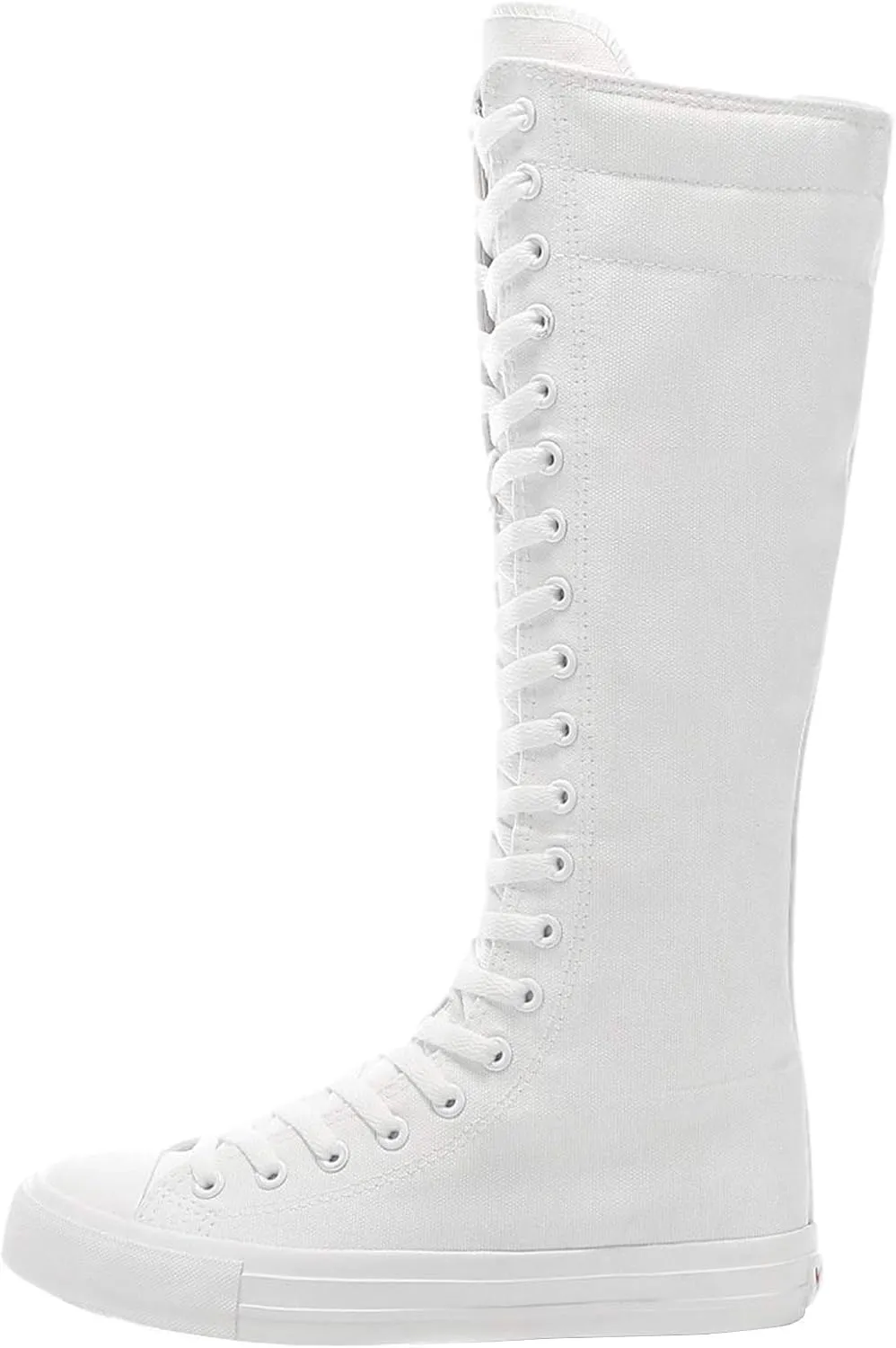 Girl's Women's Knee High Canvas Boots Lace-up Zip Flat Sports Shoes