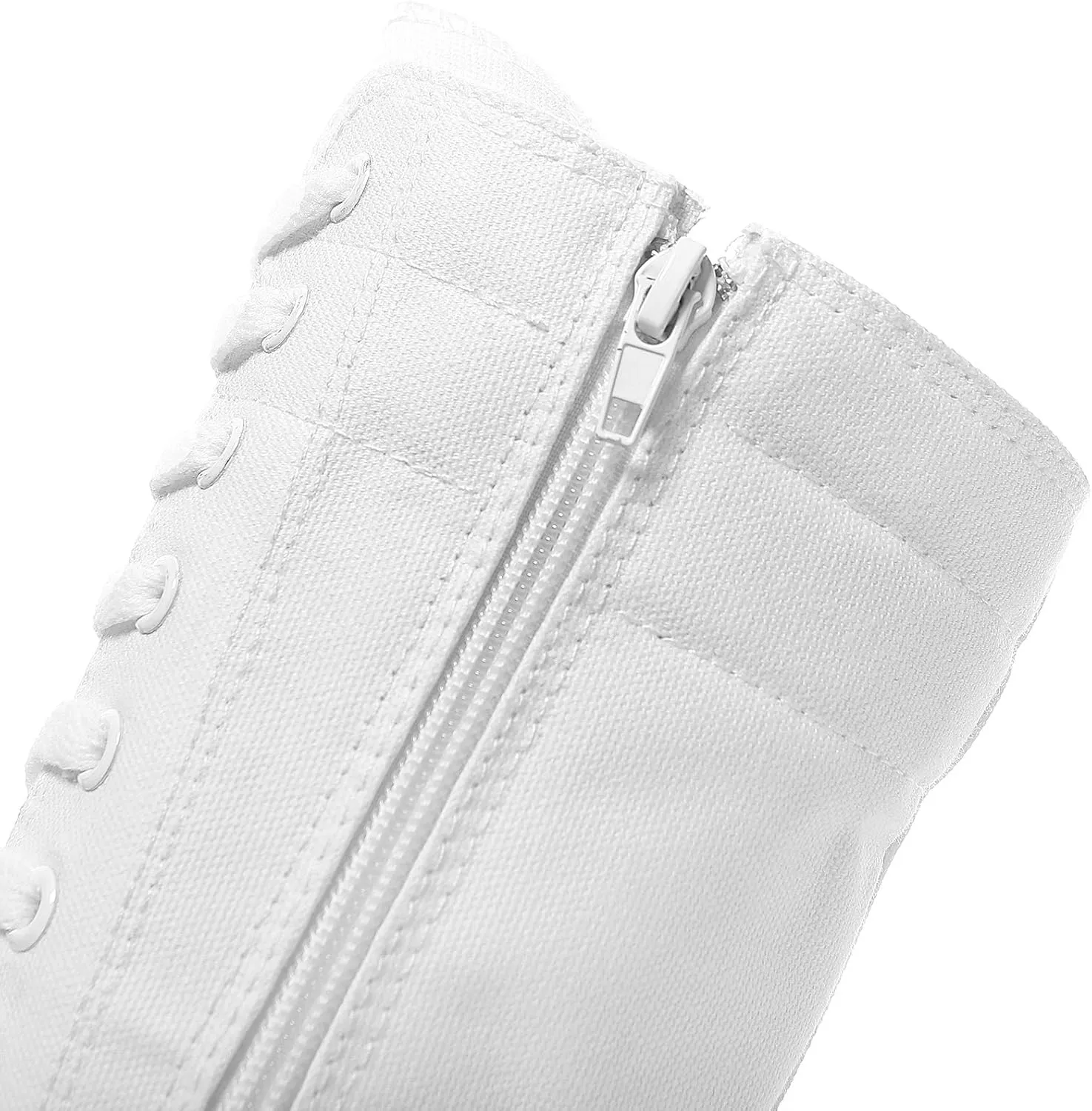 Girl's Women's Knee High Canvas Boots Lace-up Zip Flat Sports Shoes
