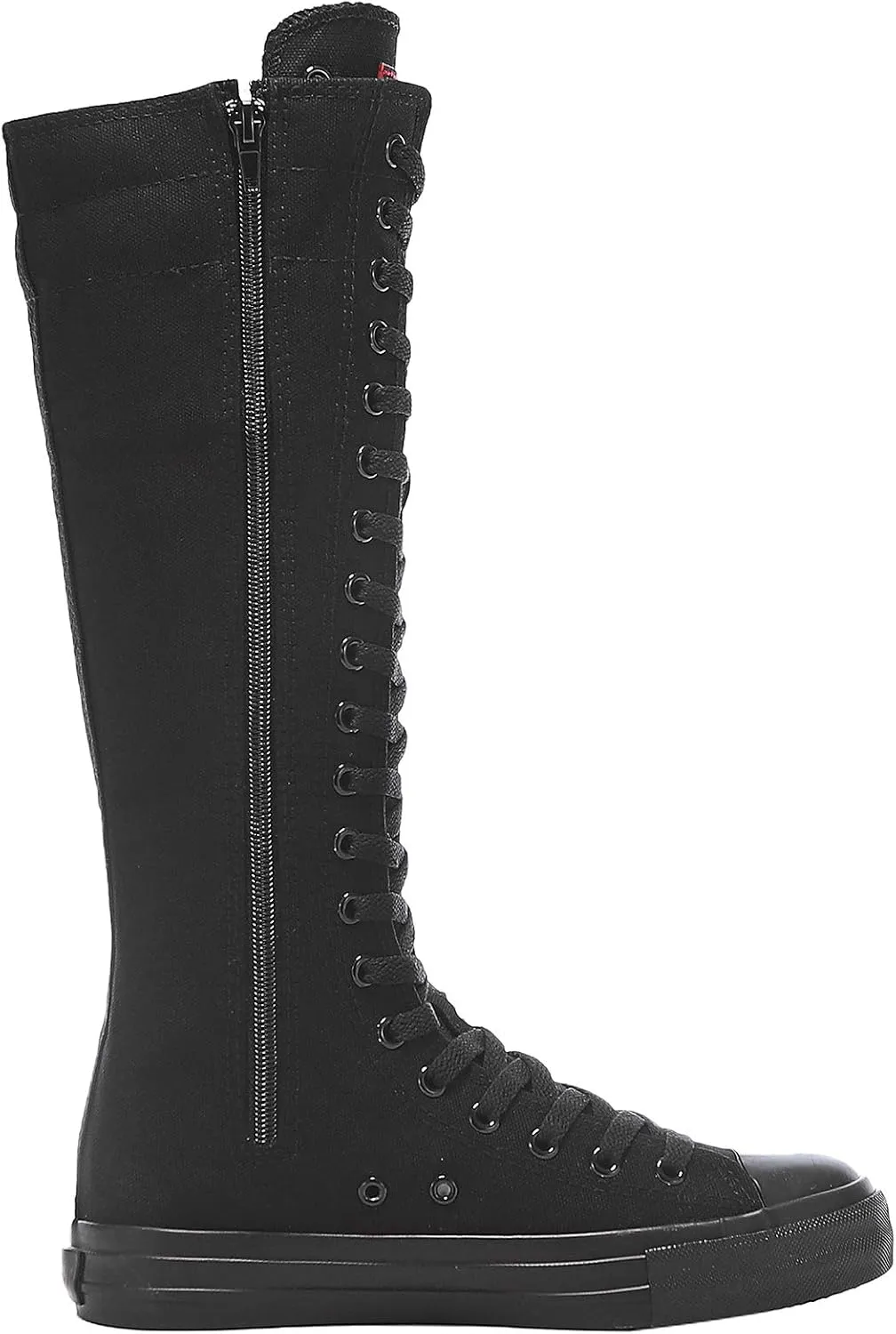 Girl's Women's Knee High Canvas Boots Lace-up Zip Flat Sports Shoes