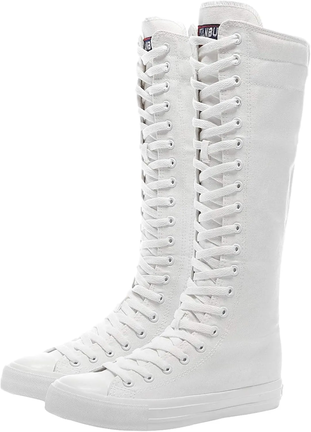 Girl's Women's Knee High Canvas Boots Lace-up Zip Flat Sports Shoes
