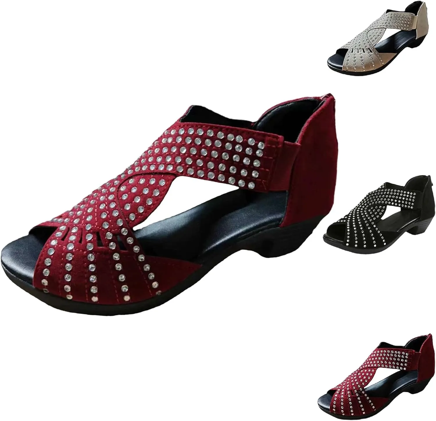 Glowstep Orthopedic Low Heel Cut-Out Sandals, Glowstep Orthopedic Sandals for Women, Arch Support, Non-slip Shoes