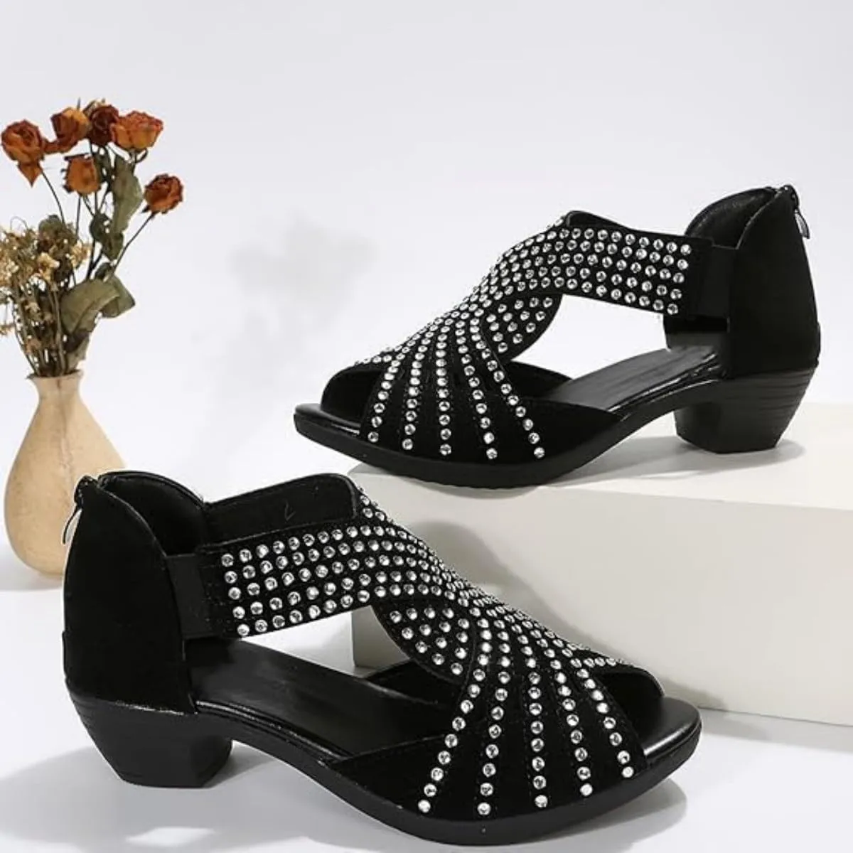 Glowstep Orthopedic Low Heel Cut-Out Sandals, Glowstep Orthopedic Sandals for Women, Arch Support, Non-slip Shoes