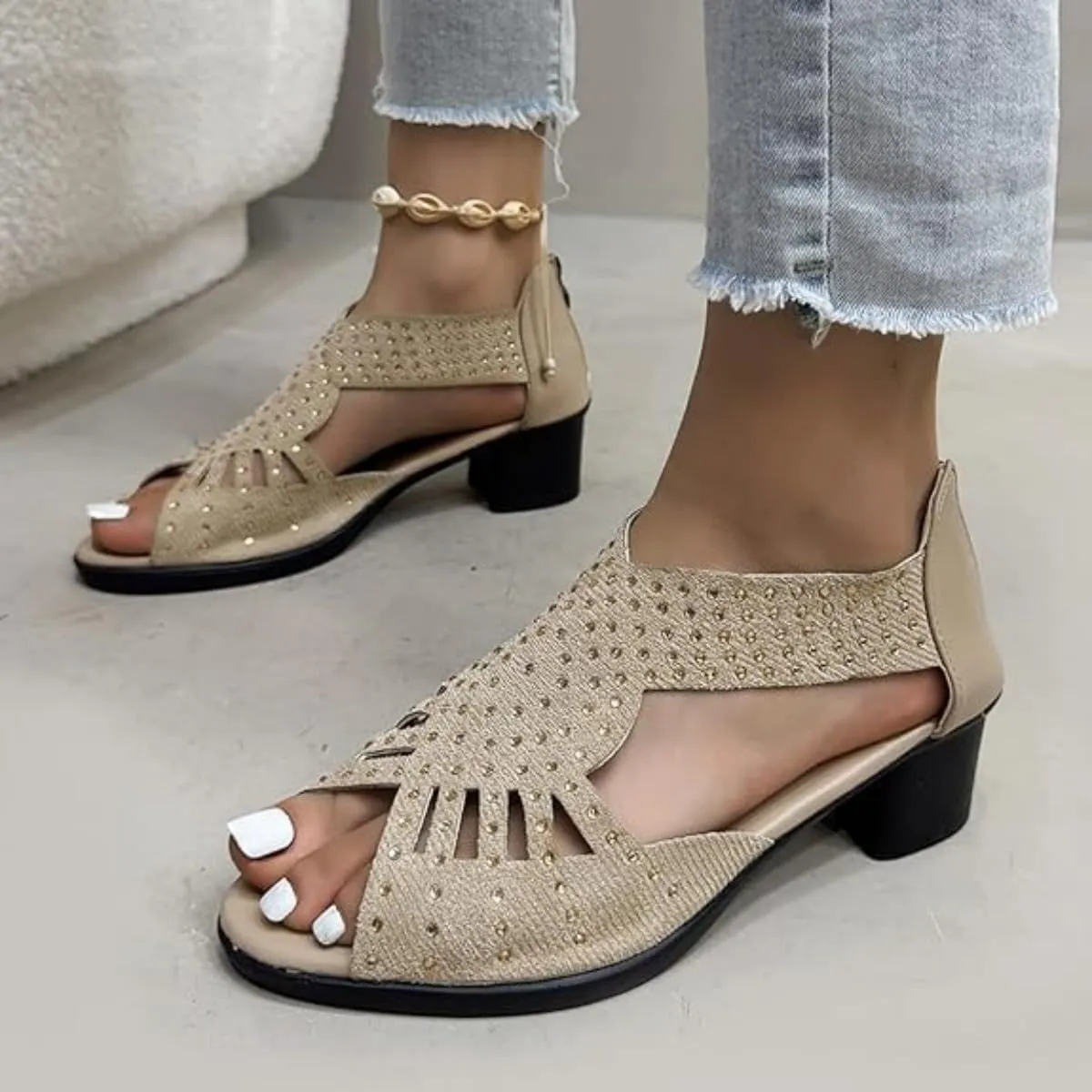 Glowstep Orthopedic Low Heel Cut-Out Sandals, Glowstep Orthopedic Sandals for Women, Arch Support, Non-slip Shoes