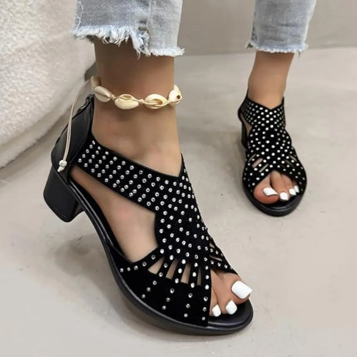 Glowstep Orthopedic Low Heel Cut-Out Sandals, Glowstep Orthopedic Sandals for Women, Arch Support, Non-slip Shoes