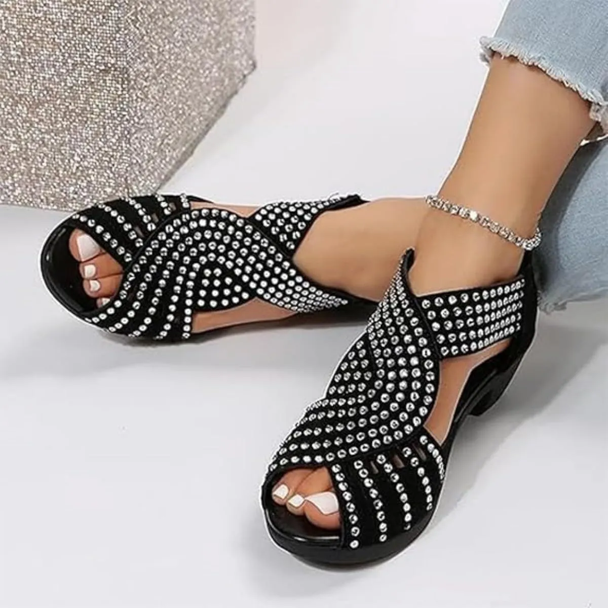 Glowstep Orthopedic Low Heel Cut-Out Sandals, Glowstep Orthopedic Sandals for Women, Arch Support, Non-slip Shoes