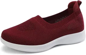 GOSPT Women's Slip on Sock Sneakers Lightweight Elastic Knit Mesh Shoes Comfort Flats