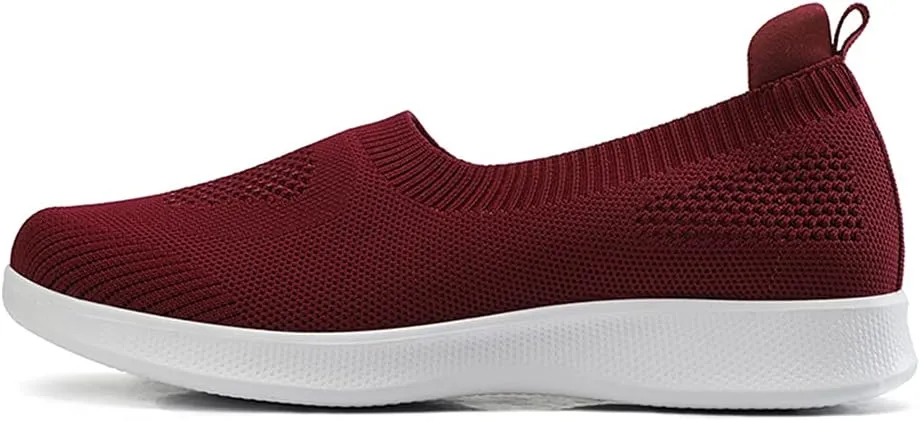 GOSPT Women's Slip on Sock Sneakers Lightweight Elastic Knit Mesh Shoes Comfort Flats