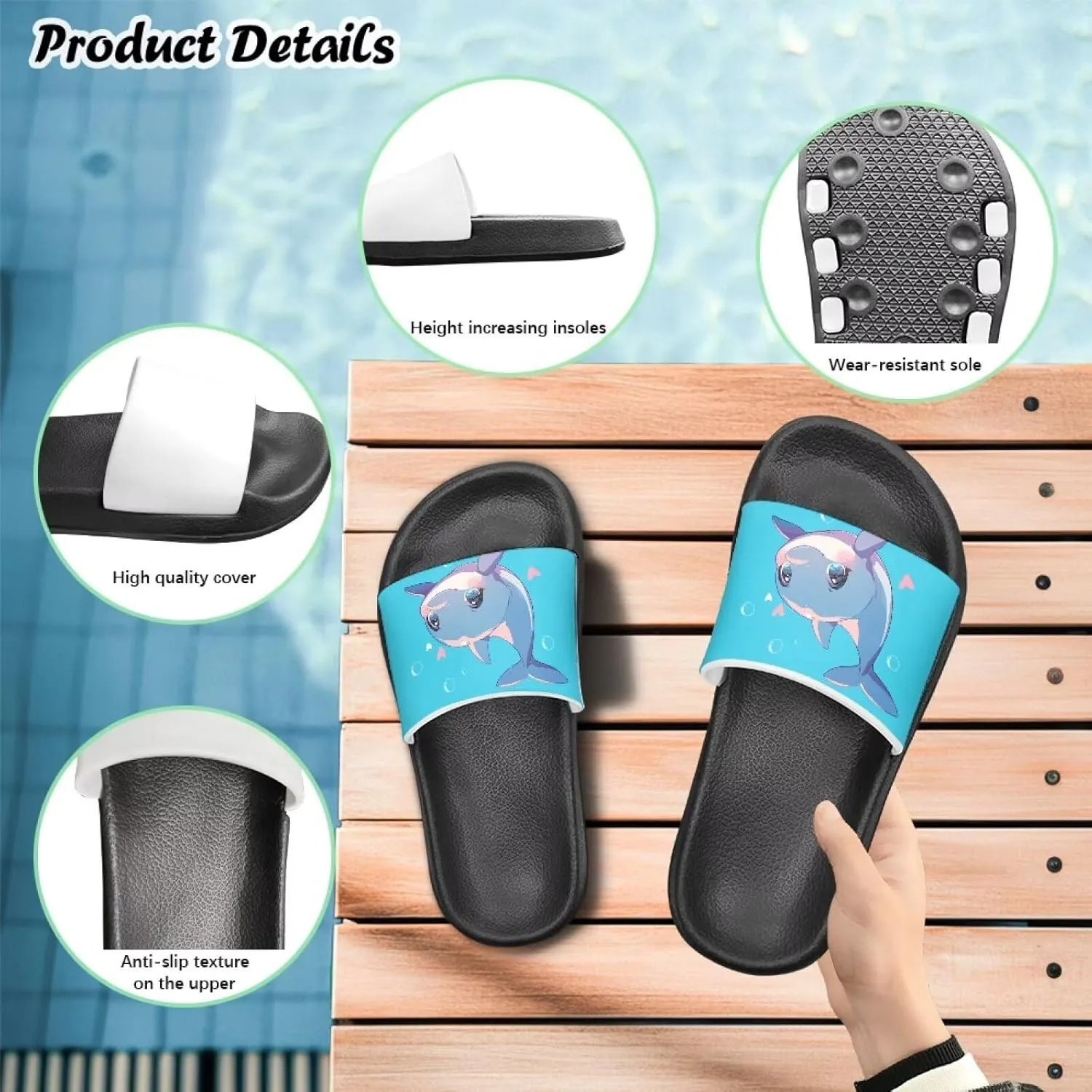GOSTONG Boys Girls Sandals with Non Slip Footbed Casual Slides Sandals Kids Water Shower Shoes for Beach & Pool Kids Toddlers