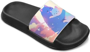 GOSTONG Cats Girls Slide Sandals Kids Summer House Slippers for Outdoor Beach Pool Shower Non Slip Height increasing shoes for Little Big Kids