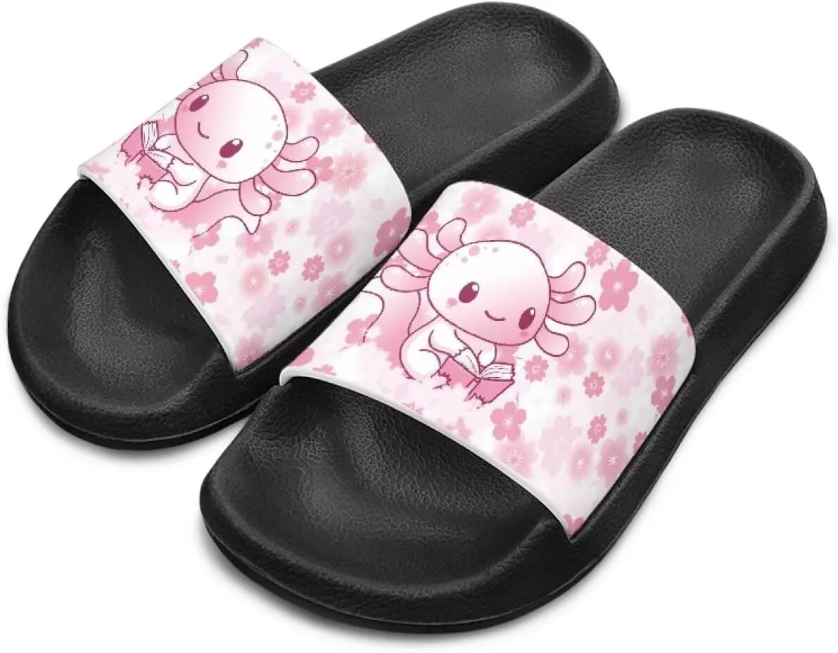 GOSTONG Girls Axolotl Sandals Slip On Summer Slippers for Outdoor Beach Pool Lightweight Non Slip Casual House Shower Sandals for Little Big Kids