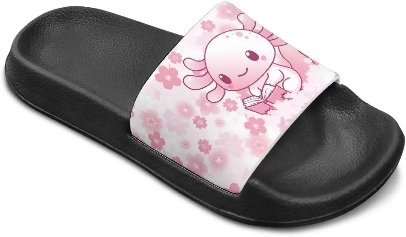 GOSTONG Girls Axolotl Sandals Slip On Summer Slippers for Outdoor Beach Pool Lightweight Non Slip Casual House Shower Sandals for Little Big Kids