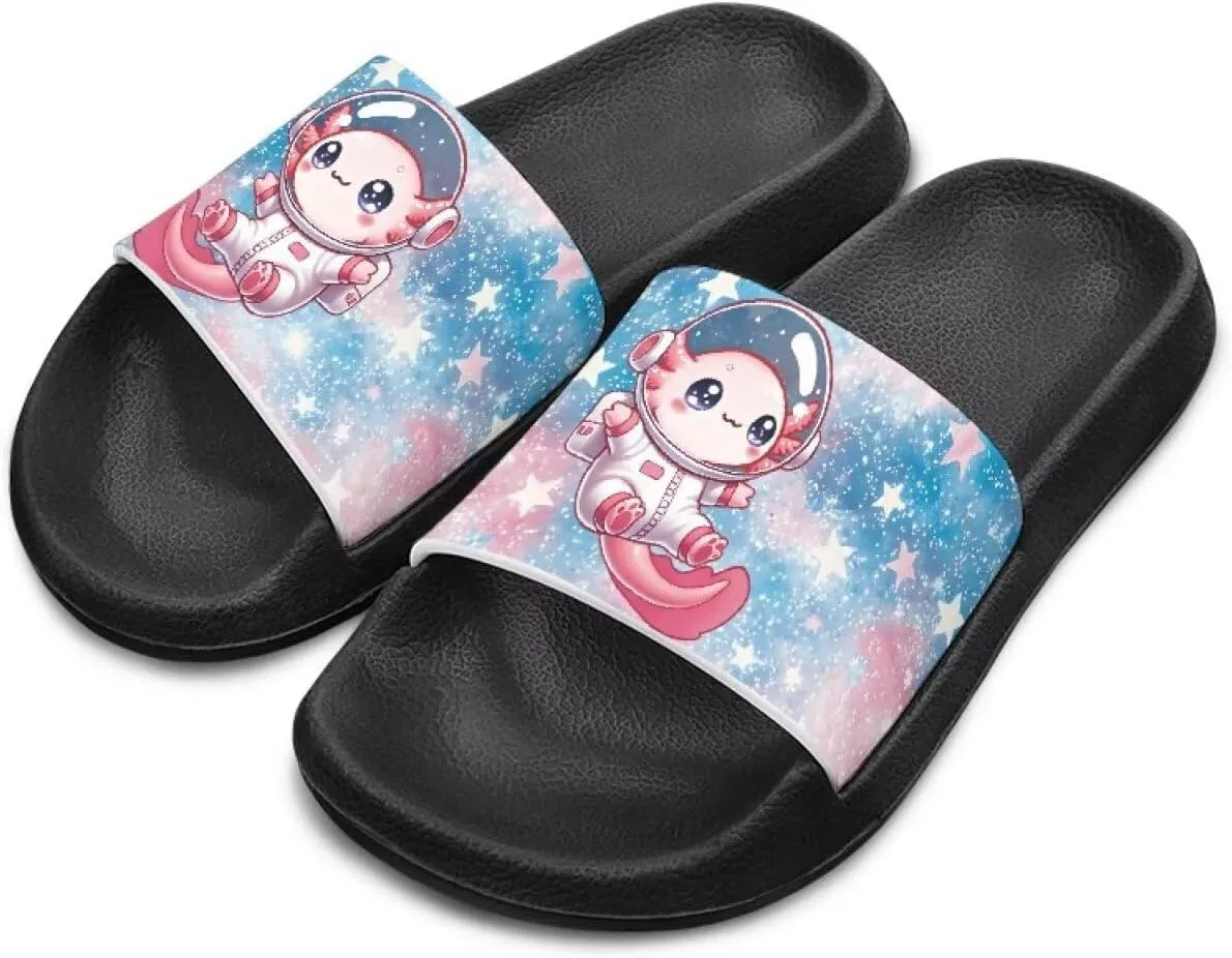 GOSTONG Girls Axolotl Sandals Slip On Summer Slippers for Outdoor Beach Pool Lightweight Non Slip Casual House Shower Sandals for Little Big Kids