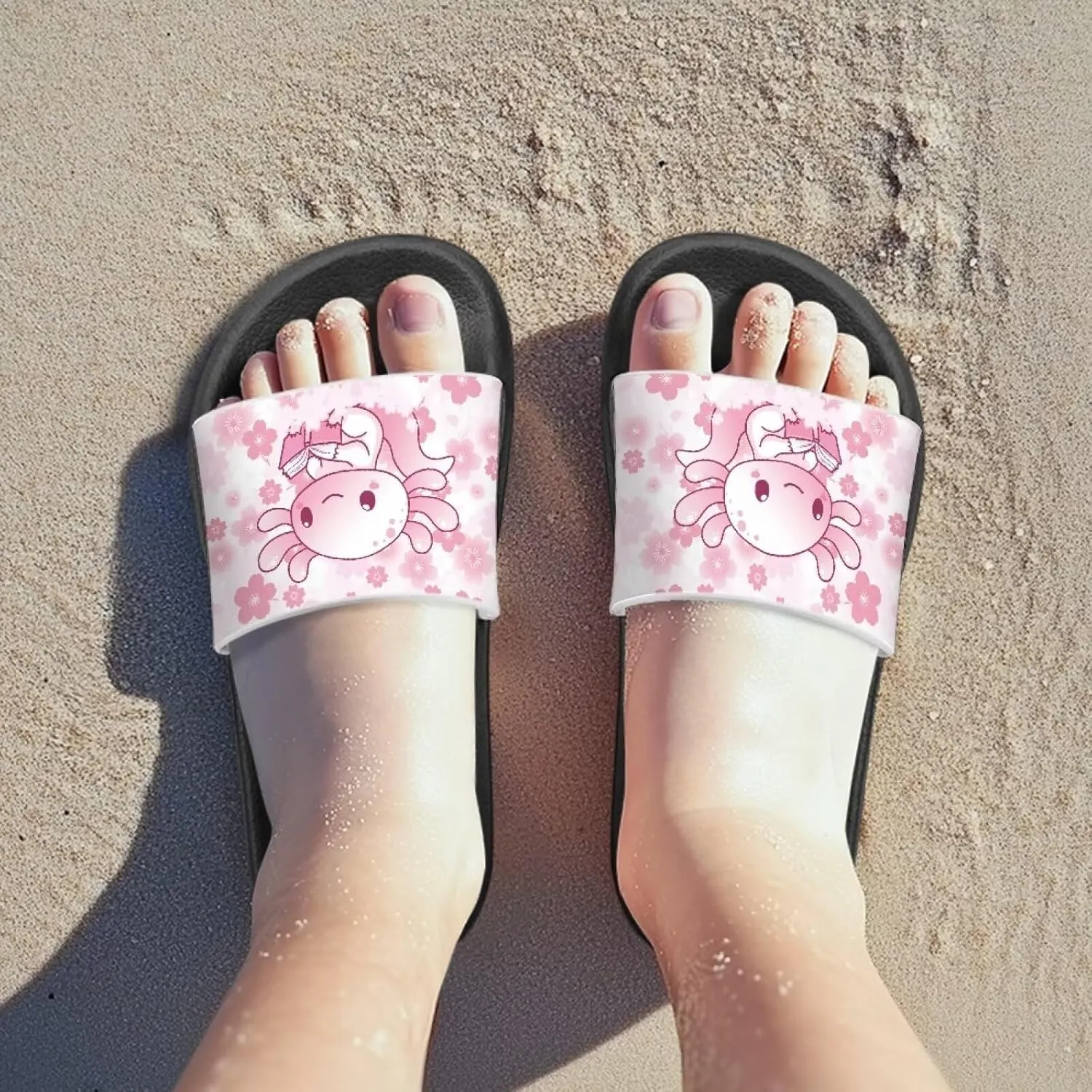 GOSTONG Girls Axolotl Sandals Slip On Summer Slippers for Outdoor Beach Pool Lightweight Non Slip Casual House Shower Sandals for Little Big Kids