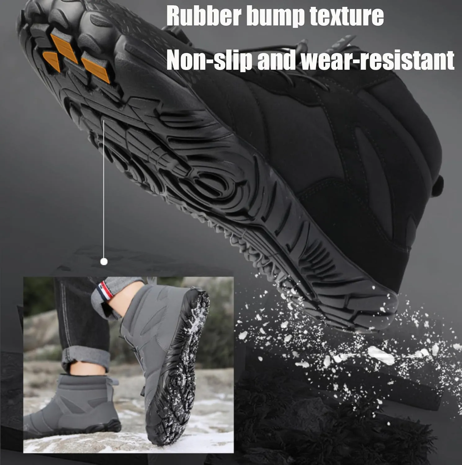 Grounded Winter Footwear for Women, Hike Winter Footwear Barefoot Womens,Wide Toe Box Shoes Waterproof Boots Sneakers