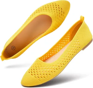 hash bubbie Women's Flats Shoes Women Comfortable Dress Shoes Black Pointed Toe Flats Ballet Mesh Knit Flat Dressy Slip on Business Casual Shoes for Women