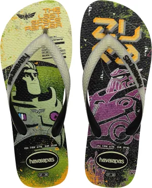 Havaianas Kids Buzz Lightyear Glow In The Dark Flip Flop Sandals, Black/Green, Size 11/12 Children