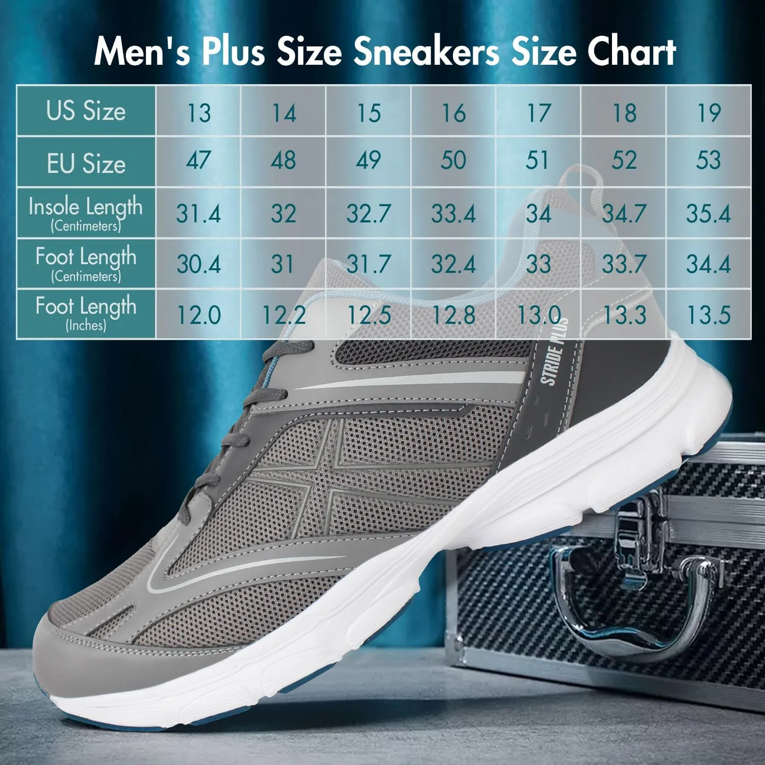 Hawkwell Men's Big Size Plus Size Casual Lightweight Walking Sneakers Sports Shoes US Size 13 14 15 16 17 18 19