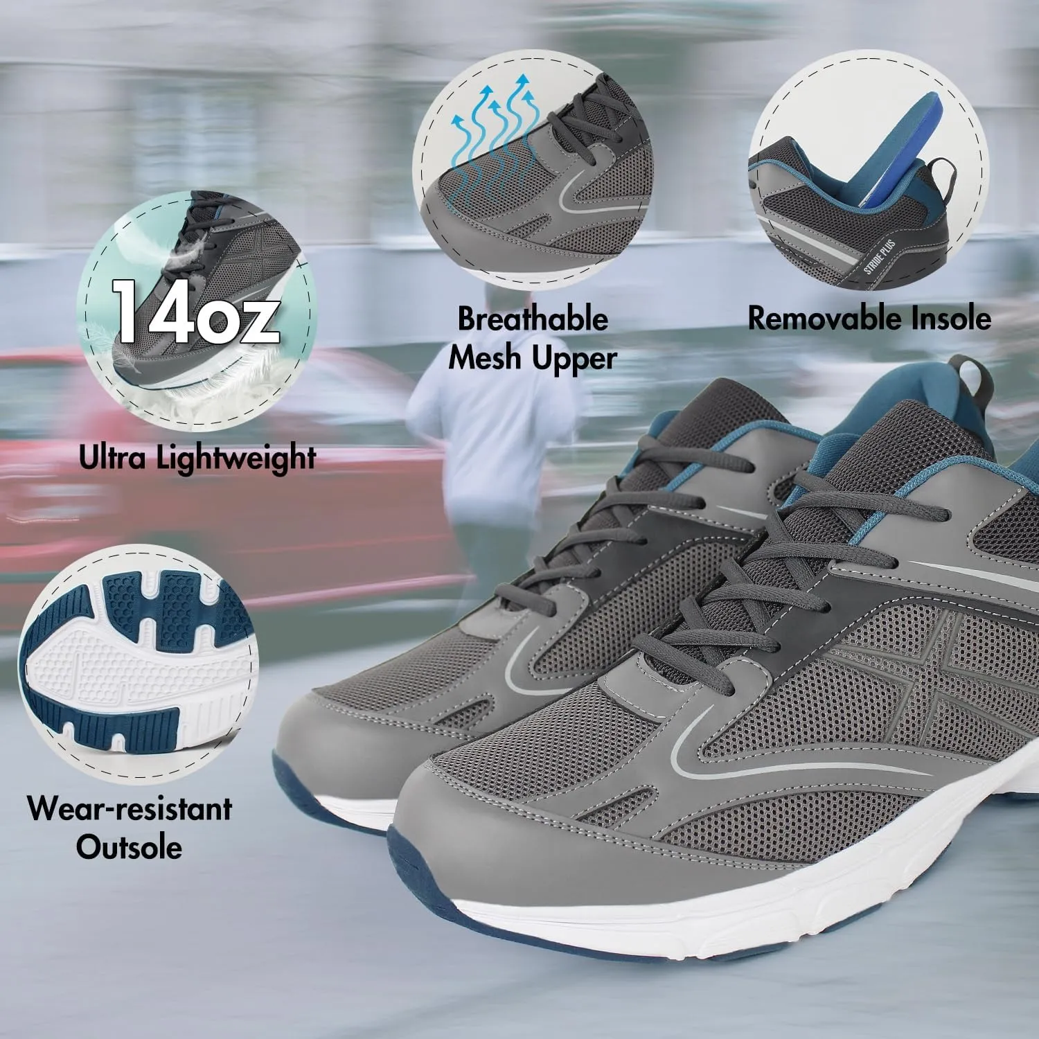 Hawkwell Men's Big Size Plus Size Casual Lightweight Walking Sneakers Sports Shoes US Size 13 14 15 16 17 18 19