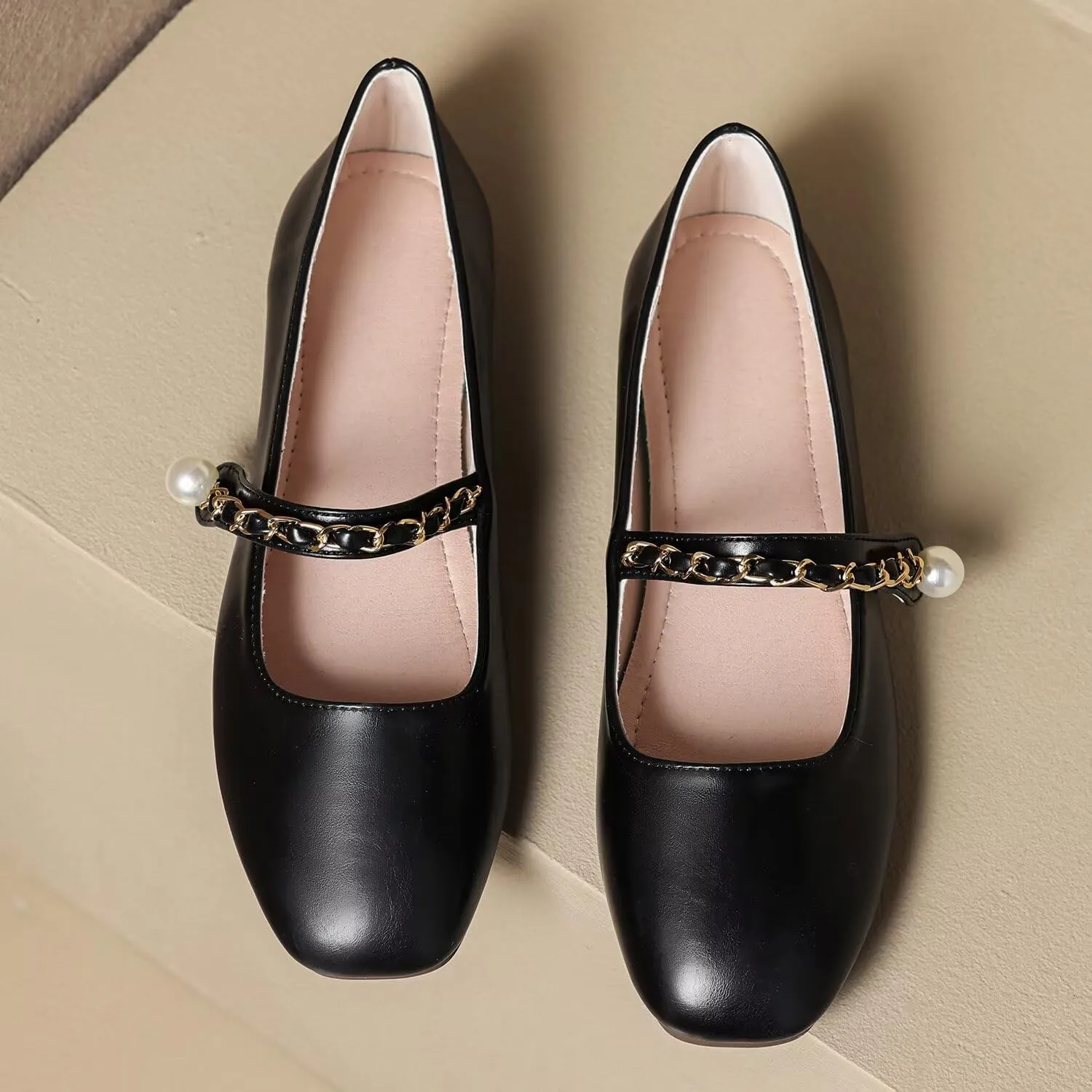 Hee grand Leather Mary Jane Shoes for Women Dressy Square Toe Ballet Flats with Strap Comfortable Walking Shoes Soft Leather Dress Shoes
