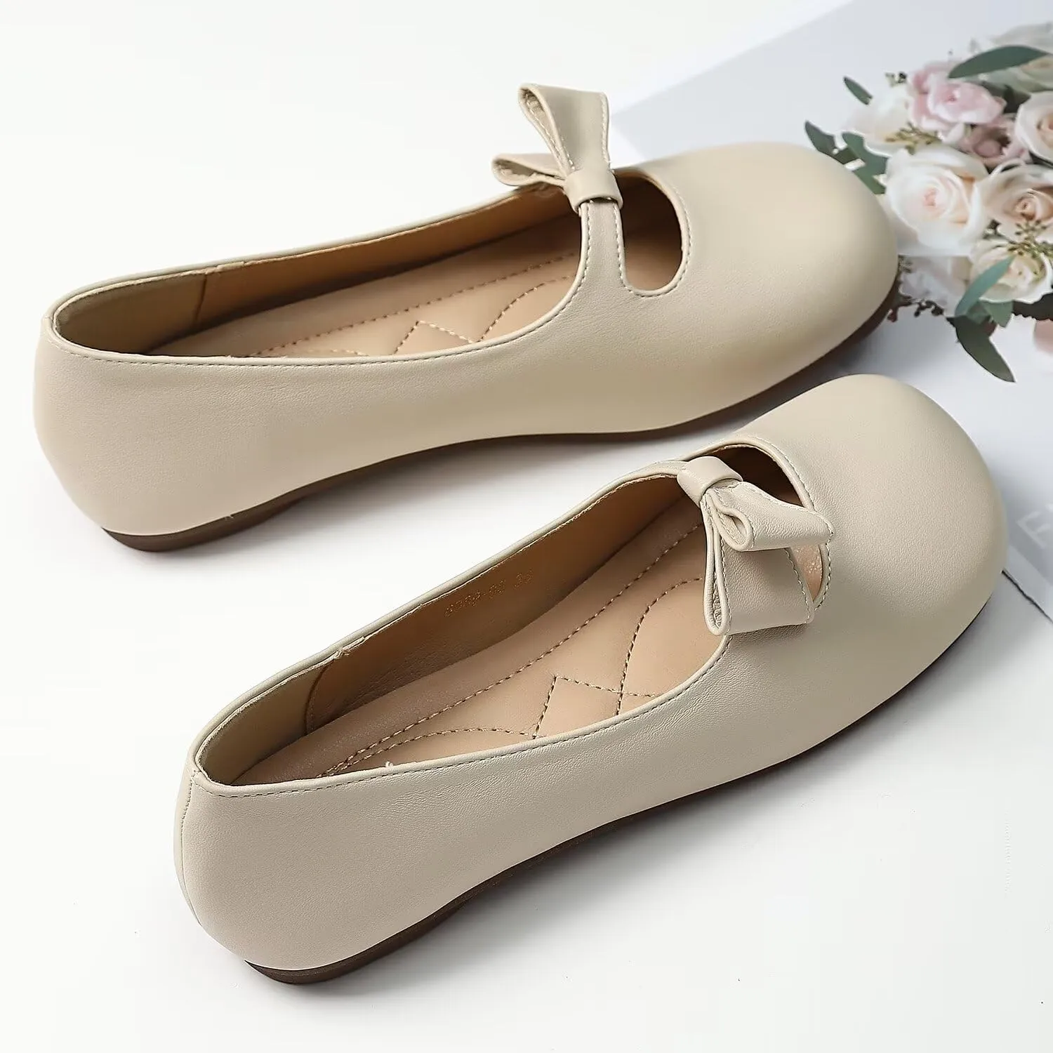 Hee grand Retro Mary Jane Shoes for Women Cute Square Toe Buckle Ballet Flats Leather Dress Flats Soft Work Flats