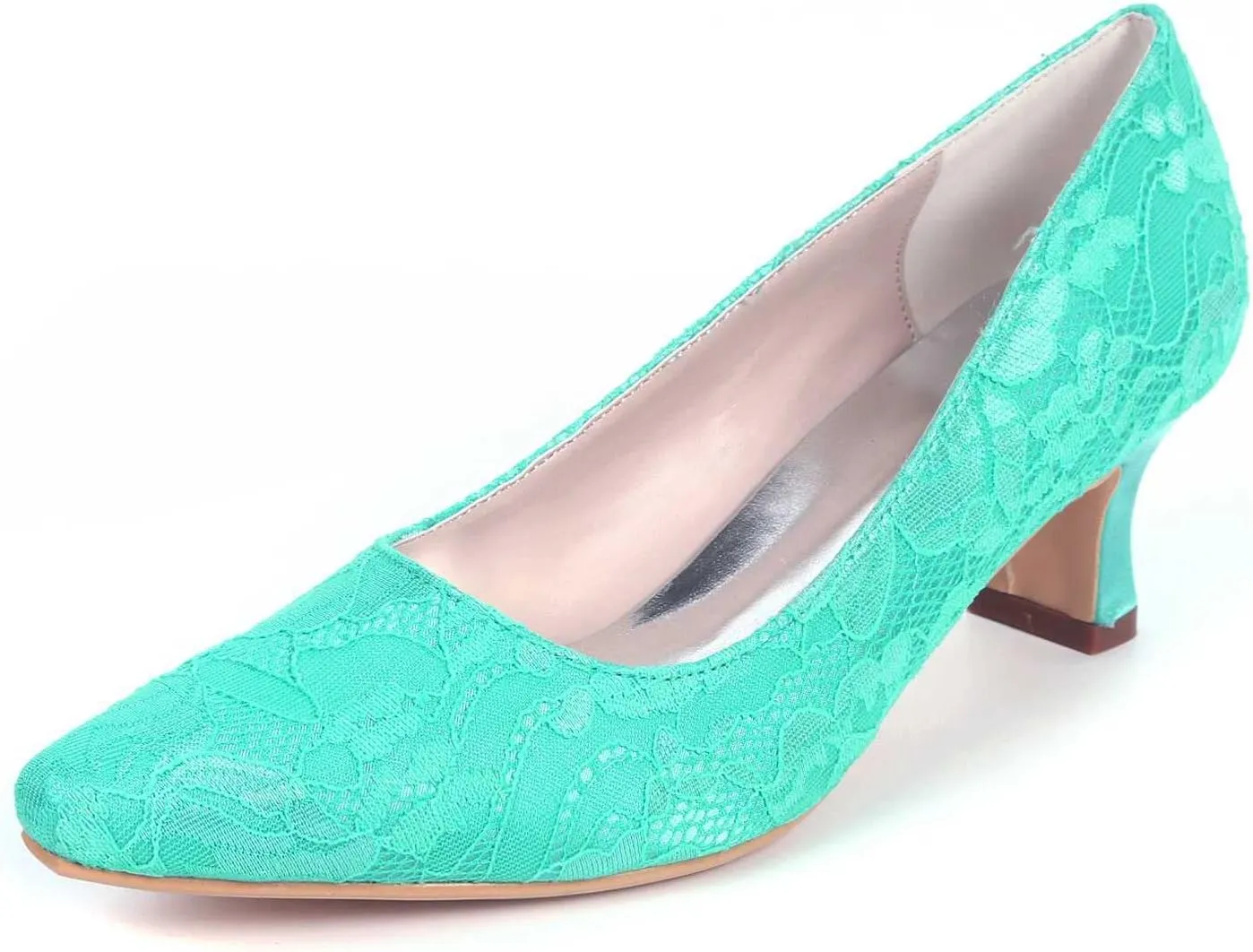Heel Dress Sandals Closed Toe Satin Lace Pointed Toe Wedding Bridal Homecoming Shoes for Women Bride Bridesmaid Ladies