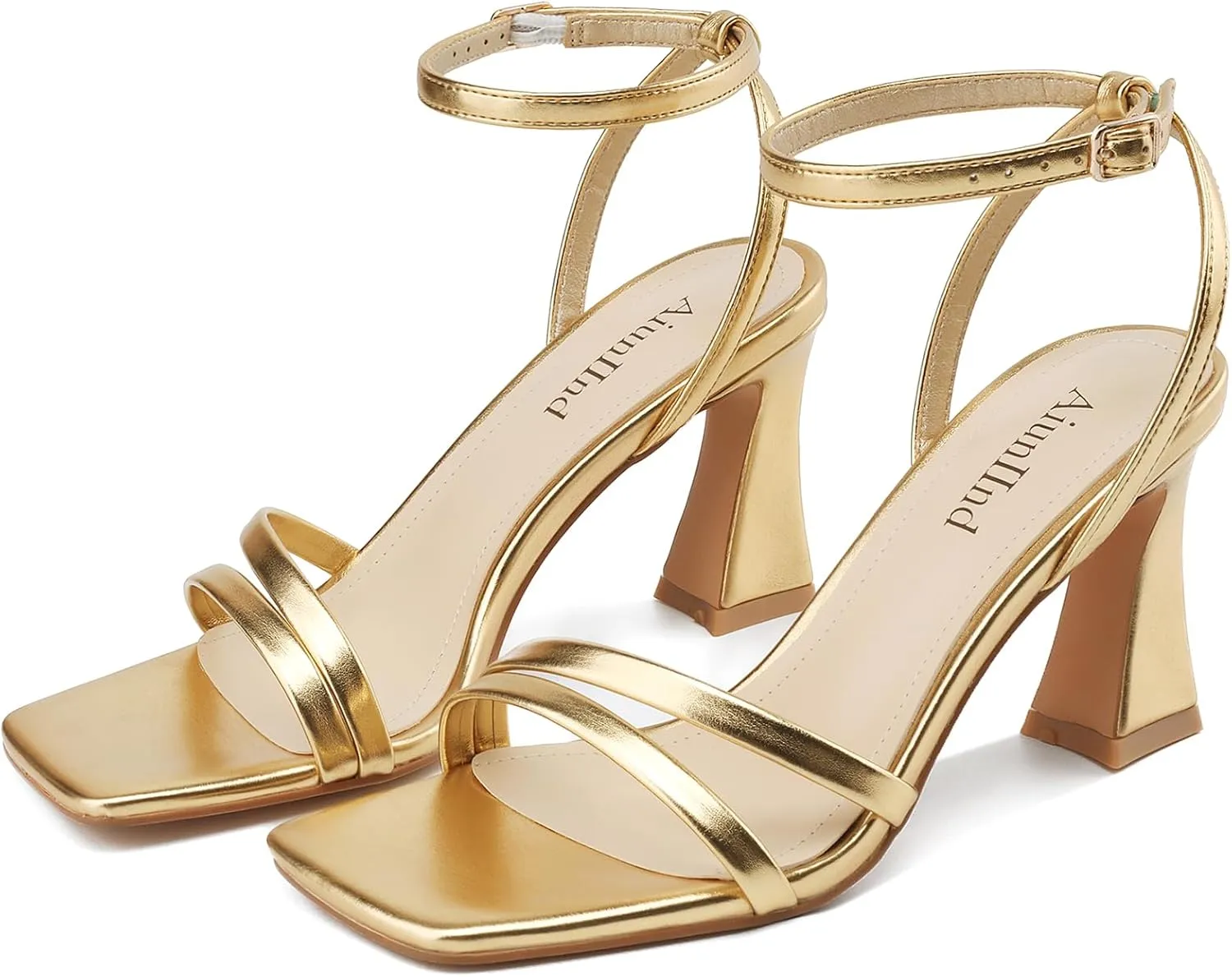 Heeled Sandals for Women Chunky Block High Heels Square Open Toe Sandals with Ankle Strap 3 Inch Dress Heels Comfortable