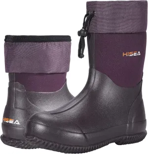 HISEA Men's Rain Boots, Garden Boots Ankle High Waterproof Neoprene Rubber Mud Boots
