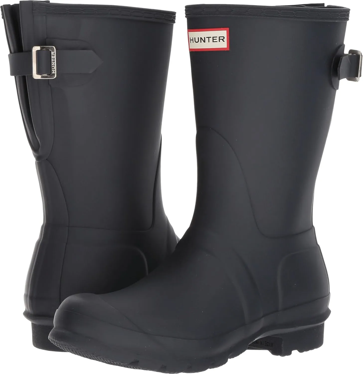 Hunter Footwear Women's Original Short Back Adjustable Rain Boots, Navy, 7