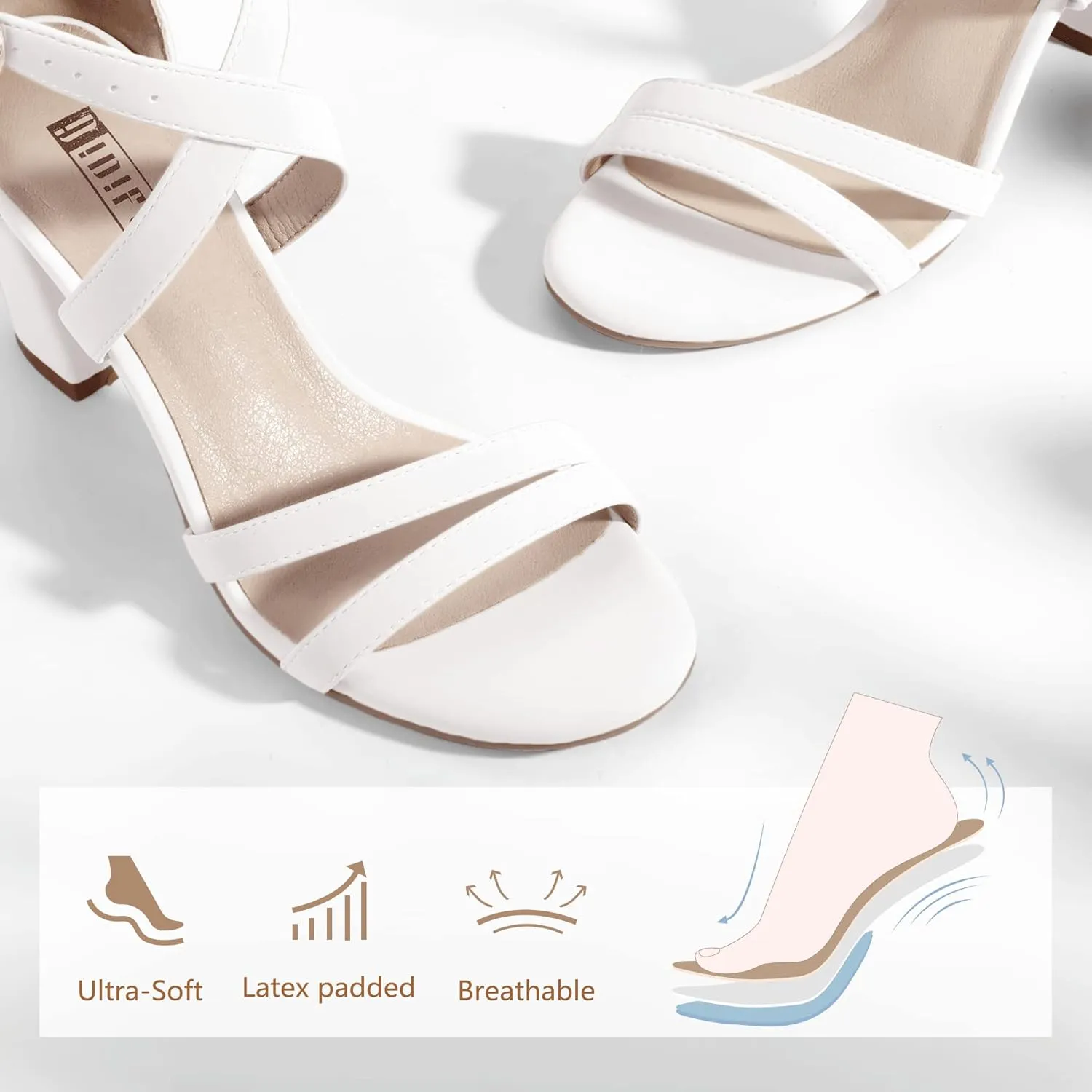 IDIFU Women's IN3 Gita Block Heel Open Toe Strappy Sandals Dress Shoes for Wedding Evening Prom