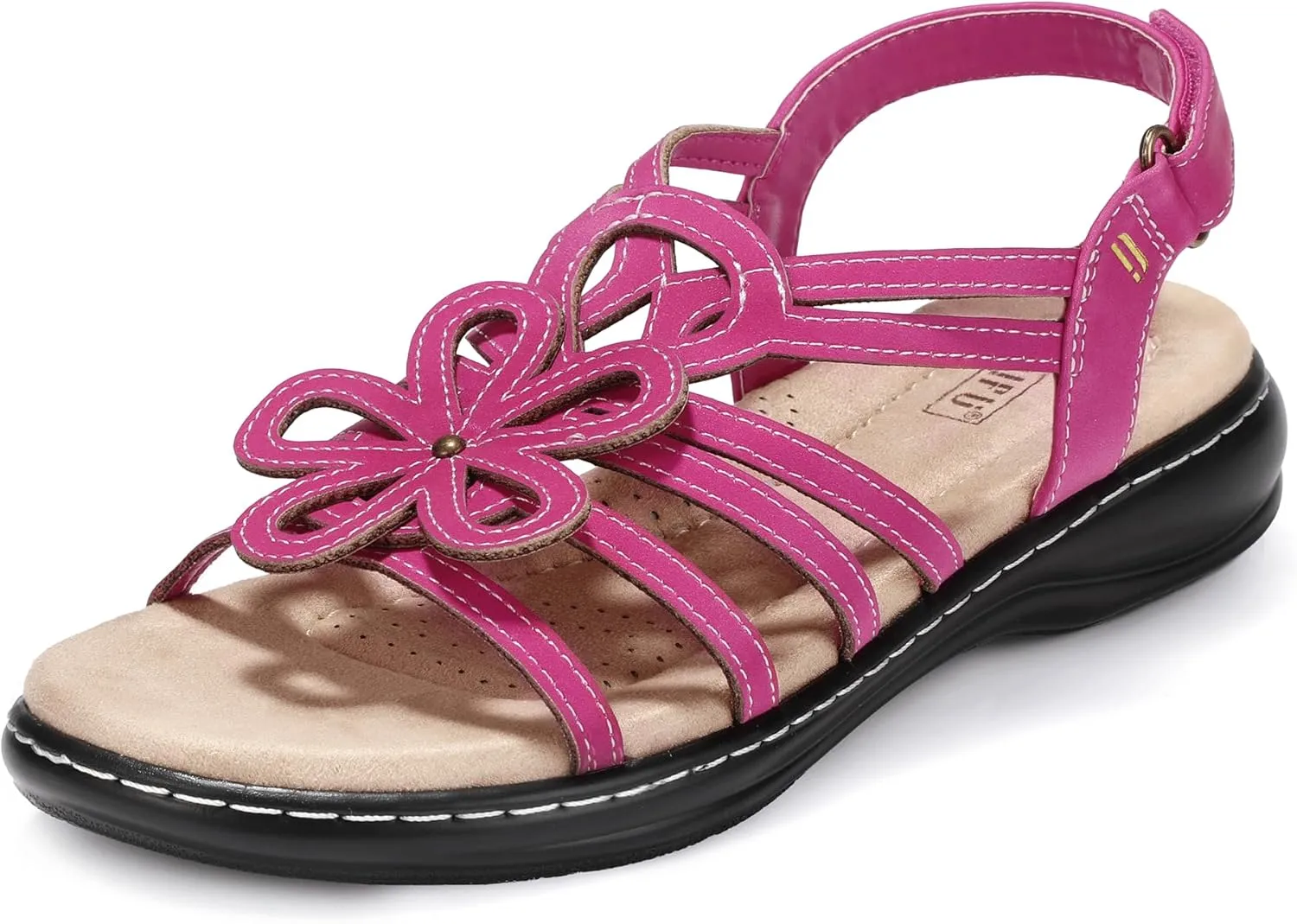 IDIFU Women's Sandals Strappy Back Strap Open Toe Slingback Sandals Summer Beach Walking Wedding Bridal Dress Sandals for Women Travel Dressy Comfortable Trendy Casual Flats Sandals - Wide Width