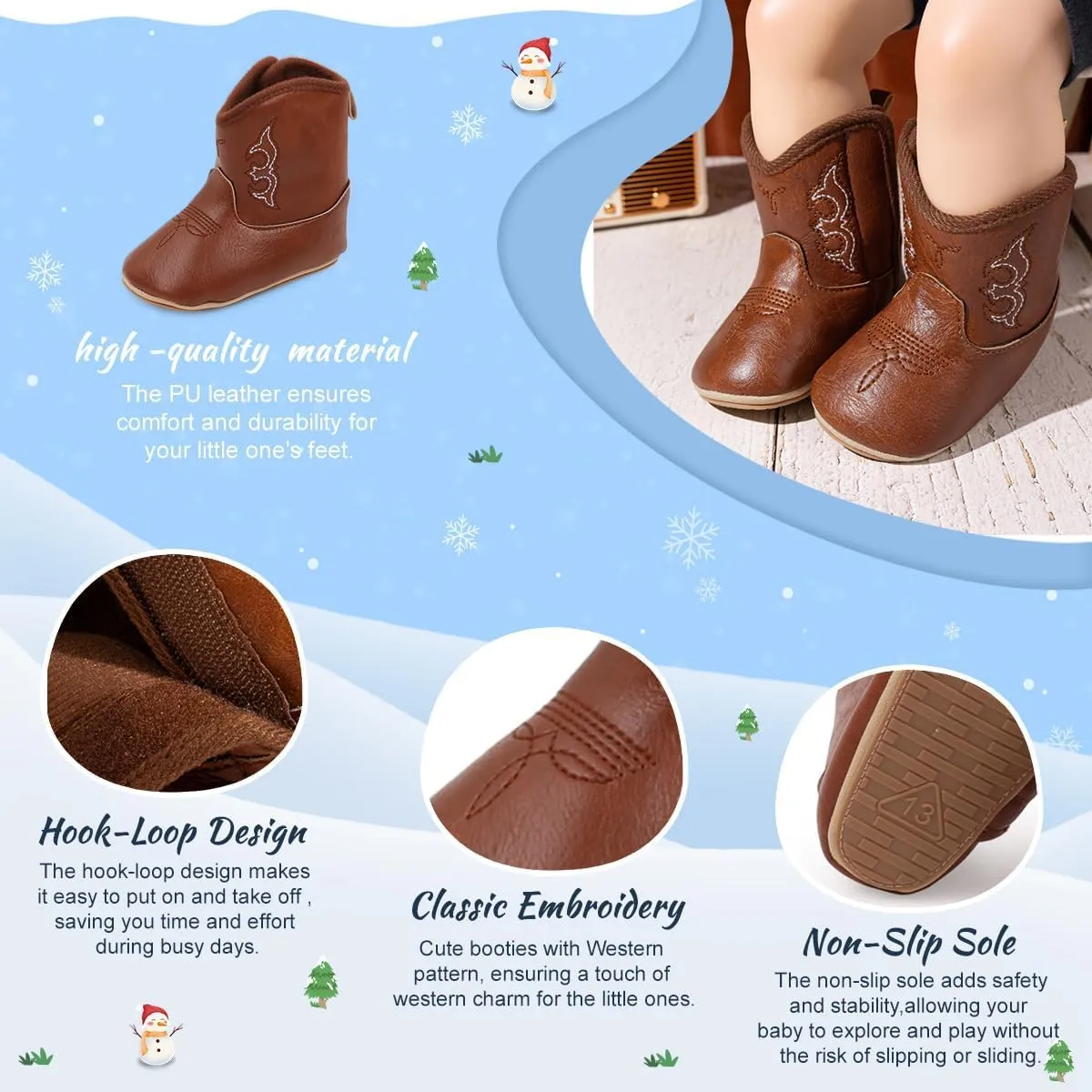 Infant Unisex Warm Fur Lining Soft Boots Baby Winter Ankle Non-Slip Rubber Texture Sole Toddler Winter Snow Crib Shoes