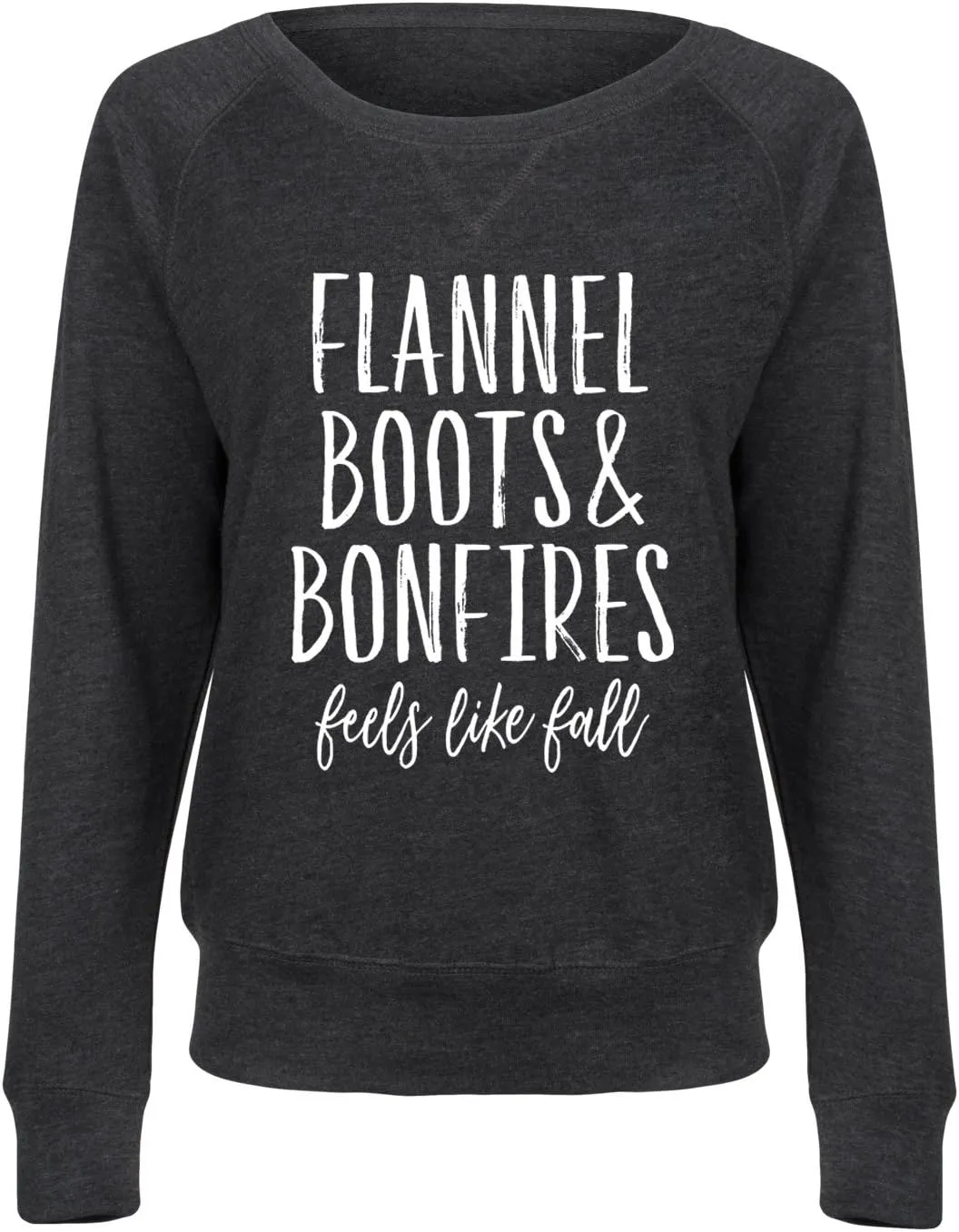 Instant Message - Flannel Boots And Bonfires Feels Like Fall - Ladies Lightweight French Terry Pullover