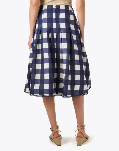 Javoue Navy Check Print Skirt