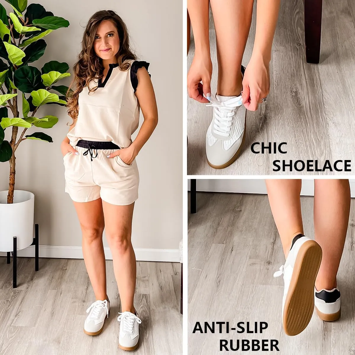 JENN ARDOR Womens Casual Fashion Sneakers Tennis Dress Shoes for Womens Lace-up Round Toe Comfortable Walking Flats Low Top Trendy