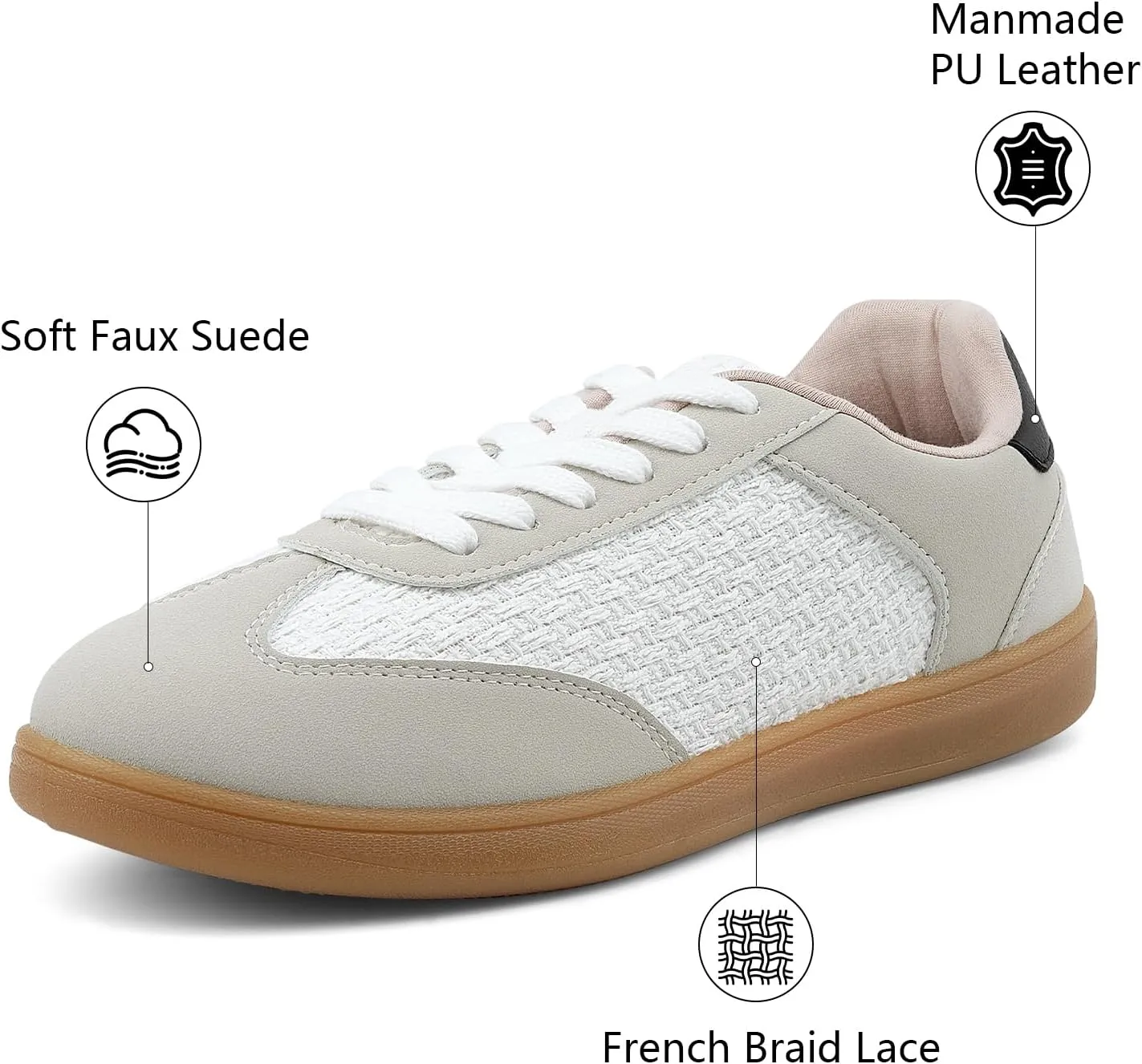 JENN ARDOR Womens Casual Fashion Sneakers Tennis Dress Shoes for Womens Lace-up Round Toe Comfortable Walking Flats Low Top Trendy