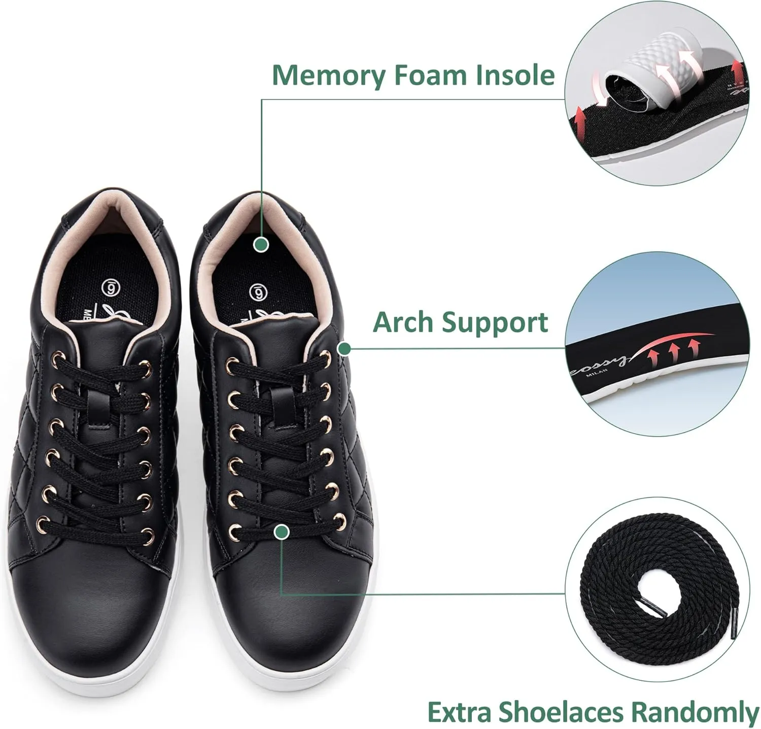 Jeossy Women's 8020 Fashion Sneakers, Casual Trendy Dress Lace up Walking Shoes with Memory Foam