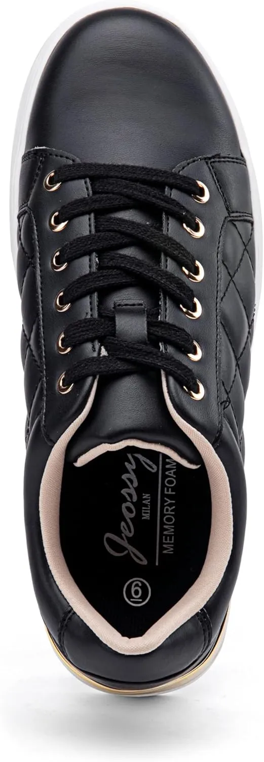 Jeossy Women's 8020 Fashion Sneakers, Casual Trendy Dress Lace up Walking Shoes with Memory Foam