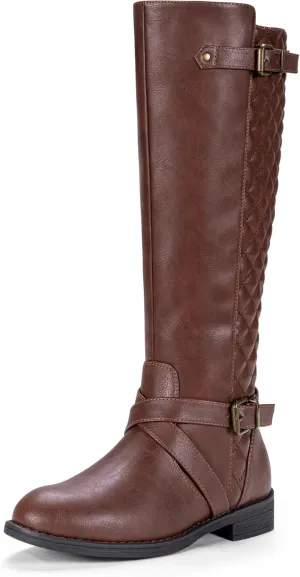 Jeossy Women's Knee High Riding Tall Boots, Comfortable with Metal Buckle and Zipper Boots with Wide Calf
