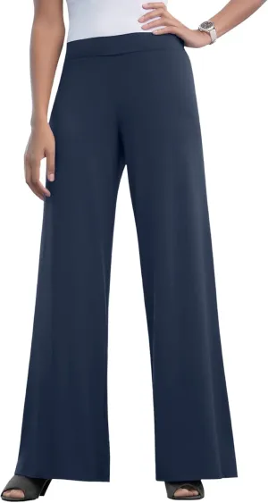 Jessica London Women's Plus Size Knit Palazzo Pant Wide Leg Stretch Dress Pants