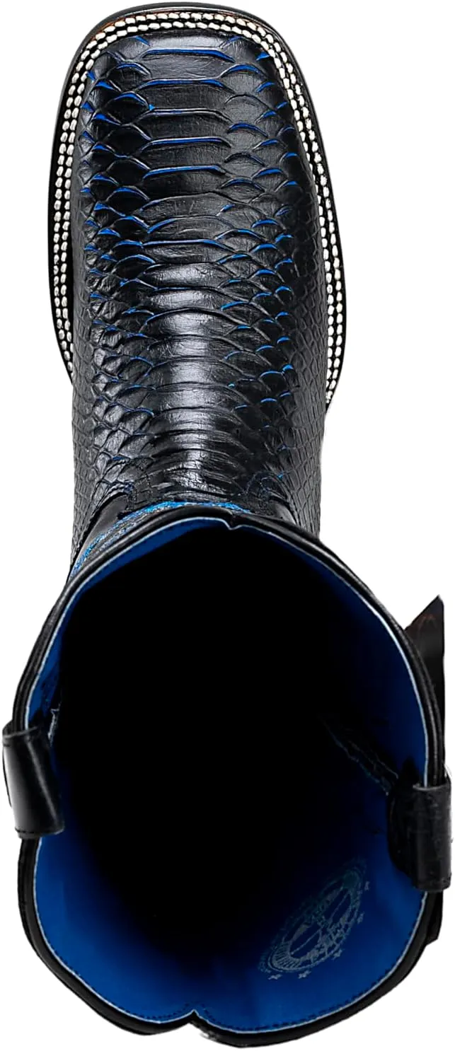 Joe Boots Exotic Python Leather Print Men's Western Boot: Square Toe Cowboy, Rodeo Boots Bi-tone