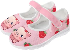 JoyLamoria Cartoon Cat Slip on Walking Shoes Women s Mary Jane Flats,Breathable Comfort Low Heel Slip-on Barefoor Diabeti Shoes
