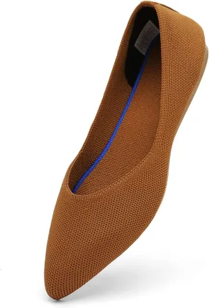 KBZone Women's Knit Ballet Flats Fashion Pointed Toe Walking Shoes Casual Slip-on Ballet Shoes
