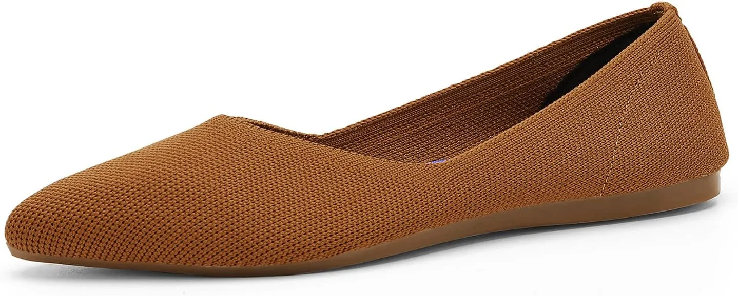 KBZone Women's Knit Ballet Flats Fashion Pointed Toe Walking Shoes Casual Slip-on Ballet Shoes